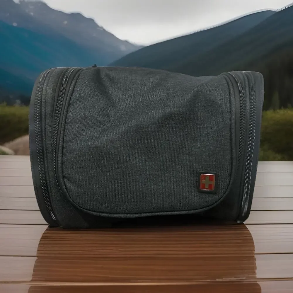 SwissTech Hanging Travel Toiletry Bag Organizer Charcoal Gray